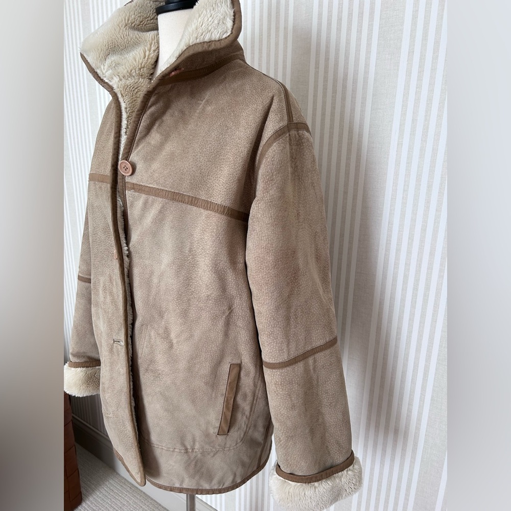 Jones New York Vintage Women’s Genuine Suede Leather Coat 90s Size Medium - Picture 4 of 14